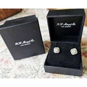 Diamond Baguette Square Stud Earrings 1/2 ct. t.w. 14k White Gold Natural